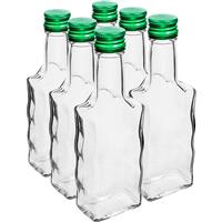 Fľaša sklo 250ml hranatá, na alkohol, s uzáverom na závit Kláštorná 6ks/bal
