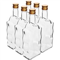 Fľaša sklenená, hranatá, kláštorná, 500 ml, s uzáverom na závit