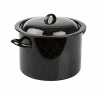 Hrniec s pokrievkou, smaltovaný, 36 cm, 31,5L, čierny prskaný